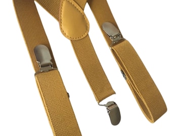 Gold Suspenders, Yellow Suspenders, Men's Suspenders, Yellow Braces, Toddler Suspenders, Ring Bearer Braces, Cake Smash Outfit, Mustard