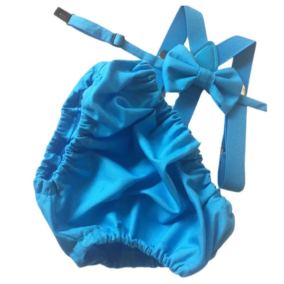 Cake Smash Boy Outfit, Blue Diaper Cover, Bow tie and Suspender, 1st Birthday Boy, Bowtie baby outfit, Bowtie birthday outfit