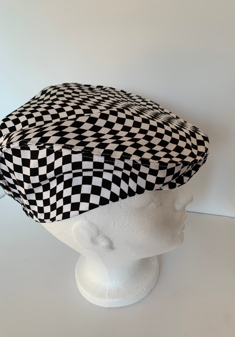 Plaid Newsboy Hat Man Lumberjack Plaid Flat Cap Hat Gift race car hat Birthday Boy Buffalo Plaid Hat Whit and Black Checkered Flat Cap