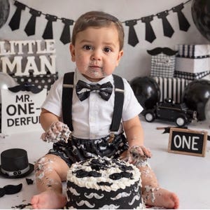 Cakesmash-outfit voor meneer onedeful, jongen outfit Mr onedeful, zwart-gouden cake-smash-outfit jongen, cake Smash-outfit voor 1e verjaardag meneer onedeful