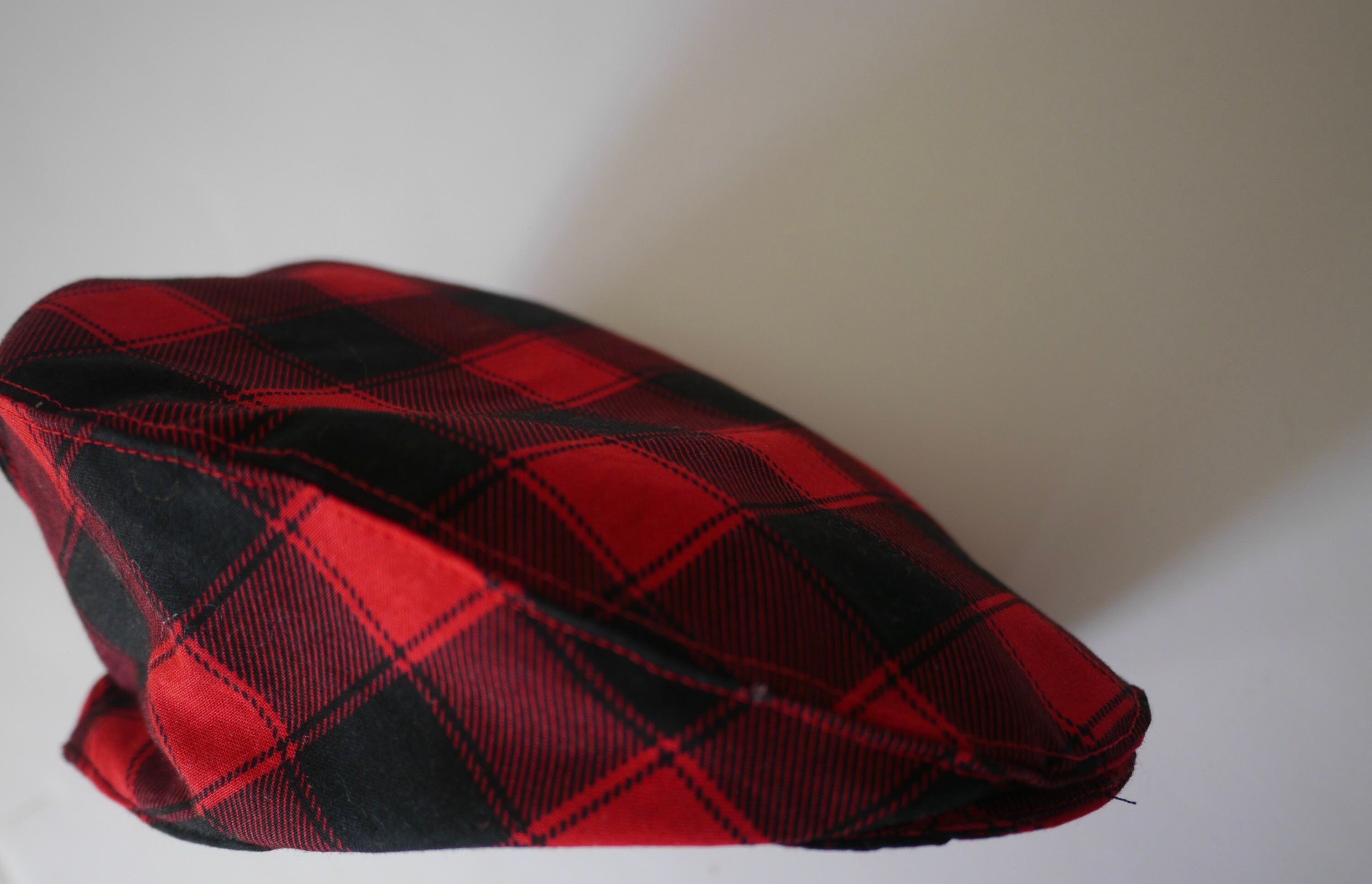 Red and Black Buffalo Check Flat Cap Red Buffalo Plaid Etsy