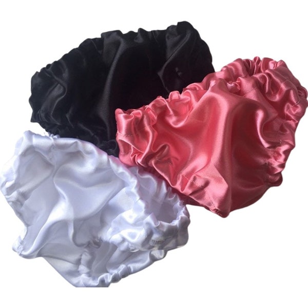 Christmas girl bloomers SET OF 3, satin bloomers, baby bloomers - satin fabric - satin diaper cover- plain diaper cover - satin bottoms