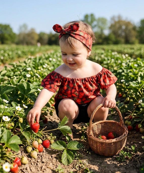 Baby Girl Set, Baby girl clothes, Baby outfit, baby sunsuit, Photography prop, Strawberry, Red, Birthday outfit,baby shower gift,summer baby