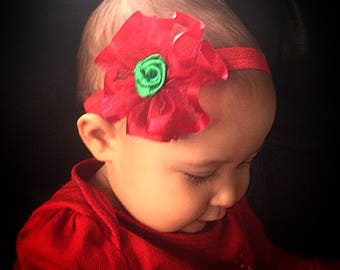 Christmas girl Headband, nylon stretchy floral headbands, baby girl shower gift headband Christmas floralheadband