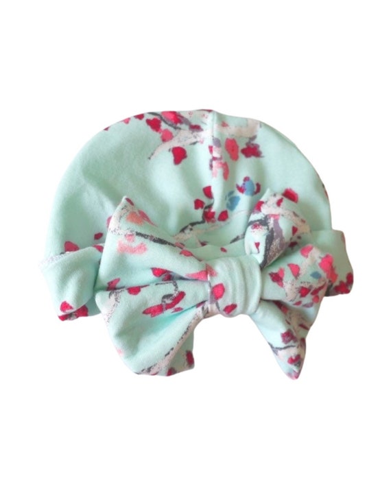 Baby girl, newborn hospital hat, newborn hat, newborn hats baby pink girls hospital beanie cap pink flower