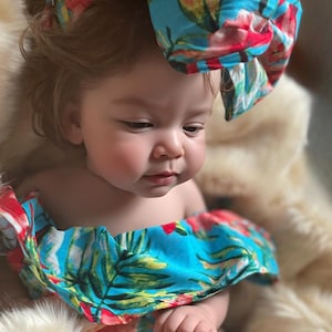 Tropical baby romper, baby girl tropical outfit, hawaiian baby clothes, baby girl summer gift