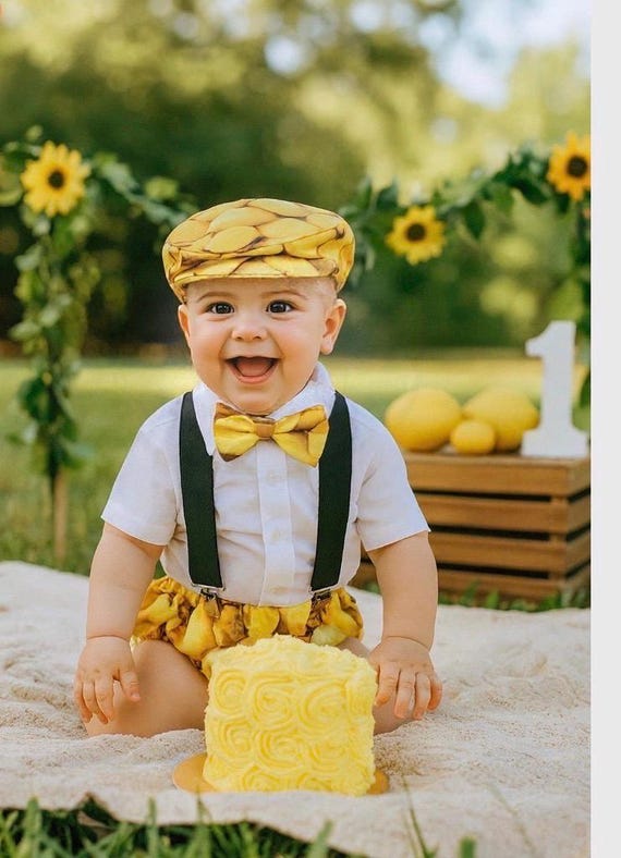 Lemon Baby Outfit | Lemonade Birthday Outfit | Baby Boy Outfit | Cake smash set | Fruity Lemonade Outfit | Toddler Outfit | 0/3m - 2y