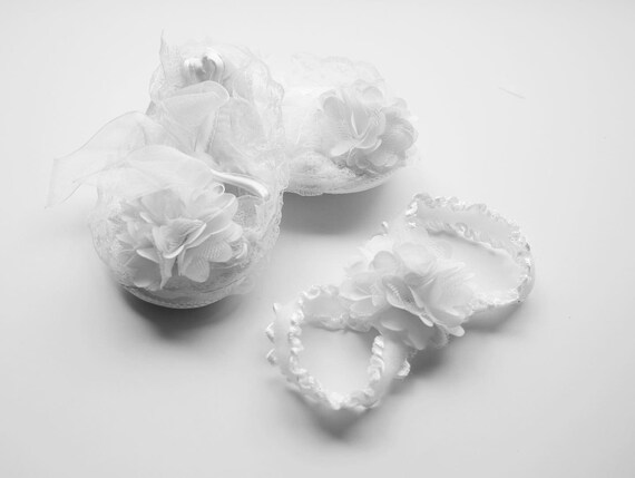White baptism set, baptism shoes headband, headband shoe set, baby christening, christening shoes set, white baby shoes, baby shoe