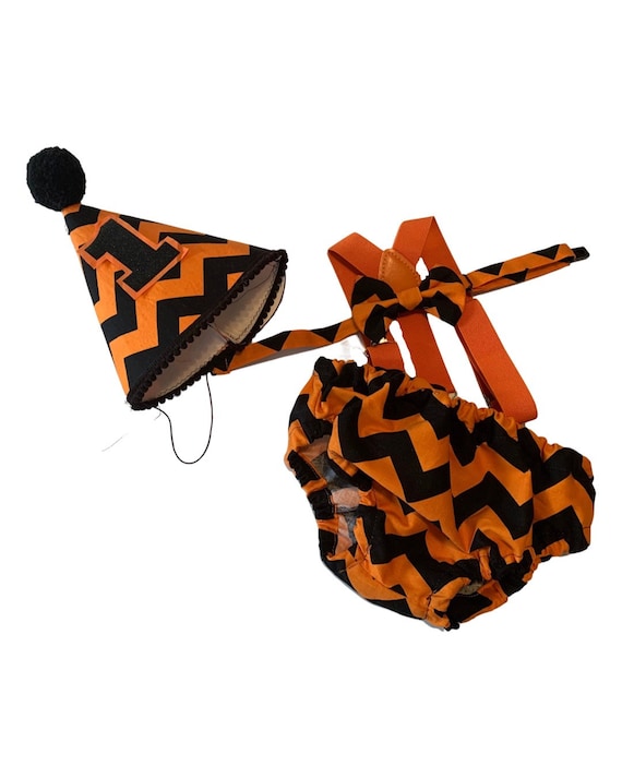 Cake Smash Outfit Boy Girl Halloween Set or Buy the Piece Diaper Cover Bow Tie Suspenders Boys First 1st Birthday black orange Photoshoot