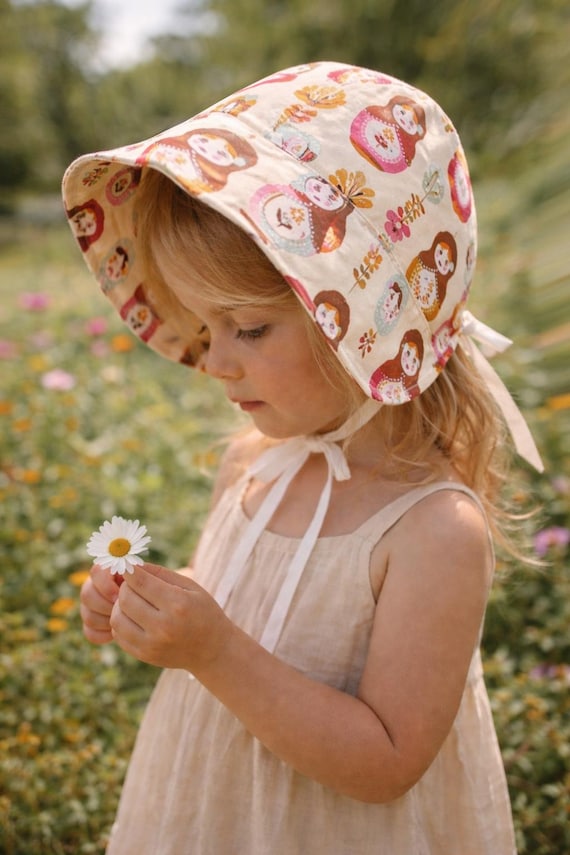Fabric Bonnet, flower bonnet, watercolour flowers, baby hat, jersey bonnet, cotton bonnet, fabric sun hat, stretchy bonnet, visor