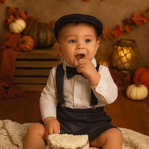 Ring Bearer Page Boy Christening Wedding 4pc Linen Blend Suit Braces Set Cake smash outfit