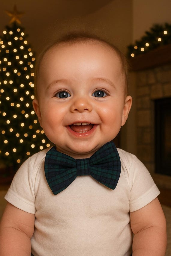 Green & Blue plaid bow tie, green plaid bow tie, boy's green bow tie, boy's bow tie, baby bow tie, toddler bow tie, christmas bow tie