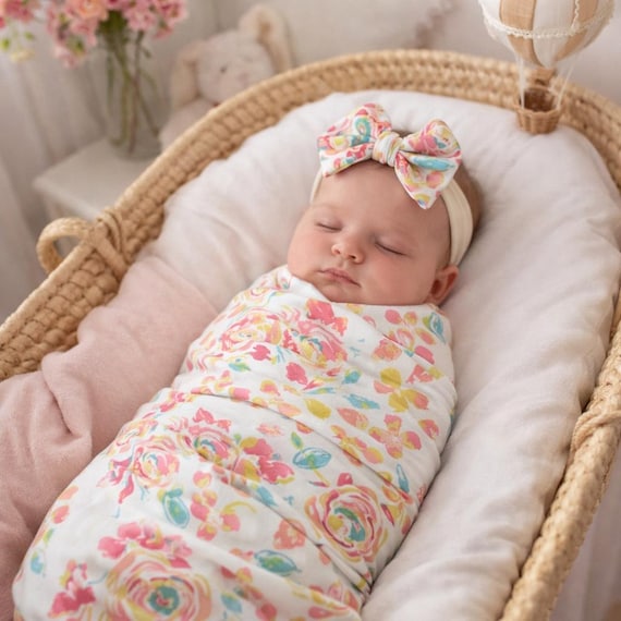 baby swaddle blanket, baby swaddle set, baby swaddle set girl, newborn girl swaddle, girl swaddle and headband