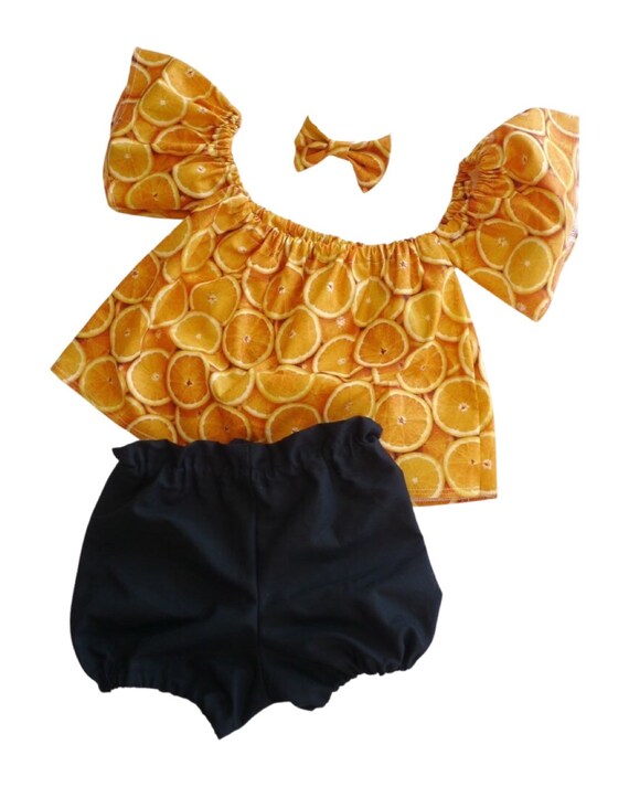 Baby Girl Set, Baby girl clothes, Baby outfit, baby sunsuit, Photography prop, Fruit, Orange, Birthday outfit,baby shower gift,summer baby