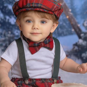 Cake Smash Outfit Boy Girl Buffalo Plaid Set or Buy the Piece Diaper Cover Bow Tie Suspenders Boys First 1st Birthday Tartan Photoshoot