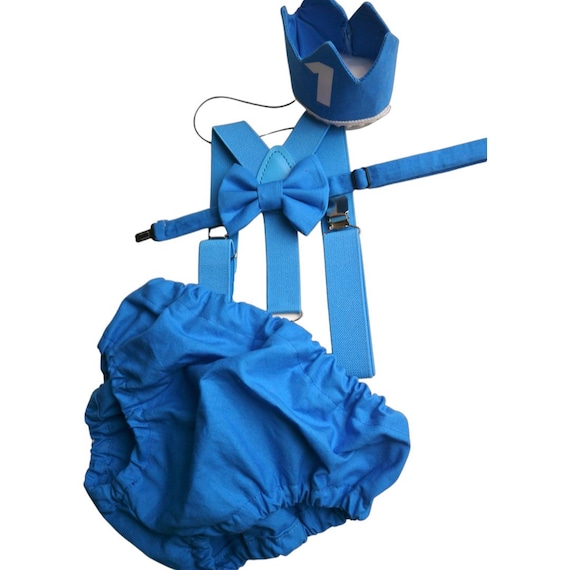 Cake Smash Outfit Boy Girl Set or buy the piece Royal Blue Diaper Cover BowTie Bow Tie Suspenders First Birthday 1st Nappy Cover Photo Prop