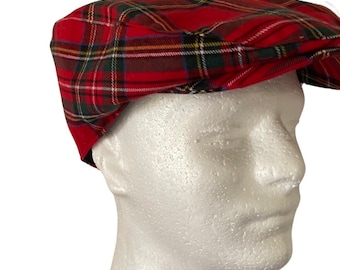 Tartan Flat Cap British Tartan Flat Cap Elastic Fitting Tartan Hat Gift for him