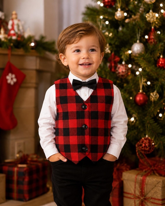Buffalo plaid vest // kids vest // toddler vest // plaid vest // flannel vest // kids vest // flannel kids vest // boys plaid vest