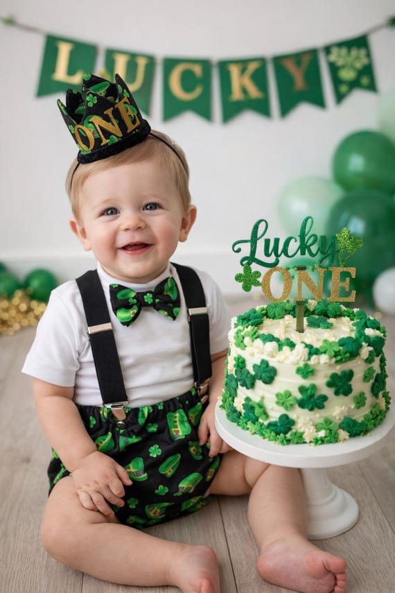 Boy Cake Smash Outfit, Cake Smash Set, St. Patrick’s Day Cake Smash, Lucky One Cake Smash, Irish 1st Birthday, Boy 1st Birthday