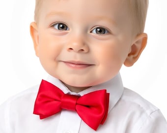 Christmas baby bow tie, Christmas bow tie, red bow tie, red satin bow tie, baby bow tie, red baby bow tie, red toddler bow tie, holiday bow
