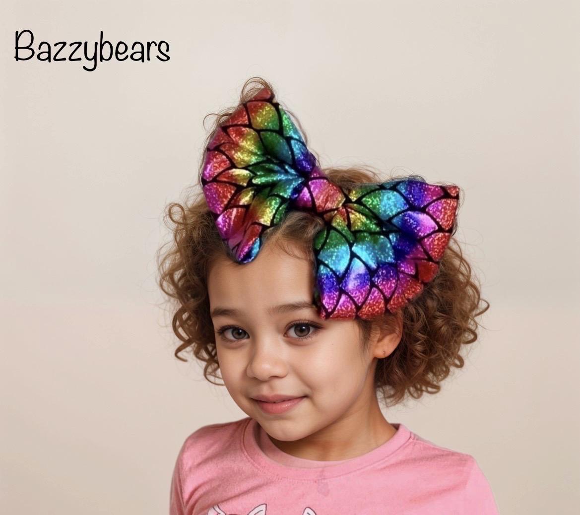 Lazo para el cabello inspirado en sirena rosa y azul, pinza para el cabello arcoíris, lazo de sirena, accesorios para el cabello de sirena, temática de sirena, lazo para el cabello de sirena arcoíris