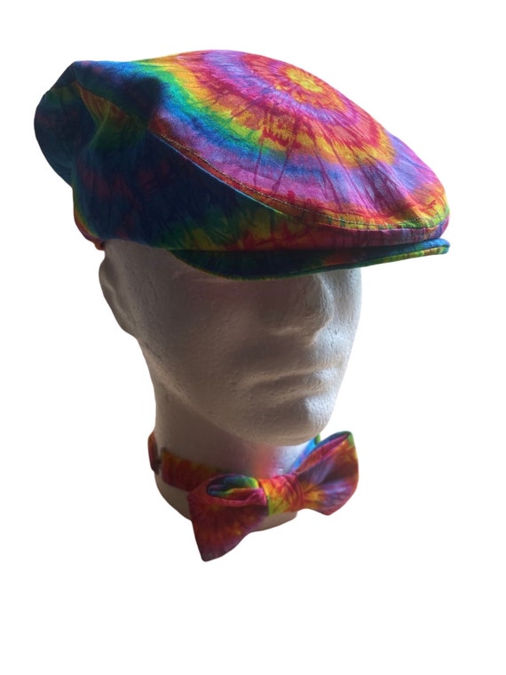 Handmade Tie Dye Flatcap Gatsby Newsboy Rave Hat Rainbow  display picture 1