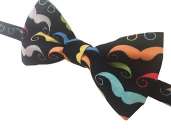 Boys Mustache Bow tie, Baby Moustache Bow tie, Moustache Party, Black bow tie, Boys Photo prop, movember bow tie, movember