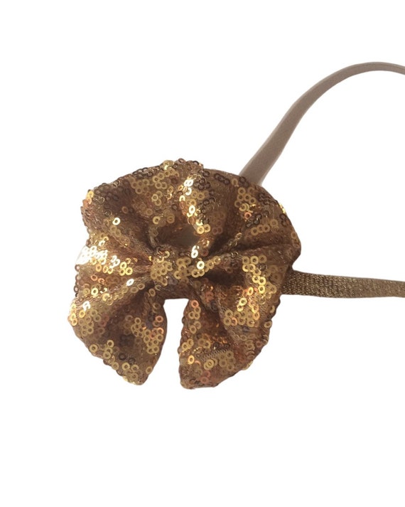 Gold bow headband, bow headband, gold headband, baby gold headband, Christmas headband, Christmas baby headband, sparkling headband, prop