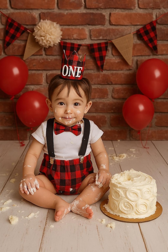 Lumberjack Diaper Cover, Buffalo Plaid First Birthday Outfit, Wild One Cake Smash, First Birthday Boy