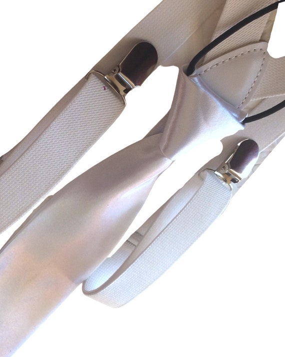 Baby suspenders and tie, baby tie, baby boy tie, suspenders, white suspenders set, wedding tie, baptism tie, baby baptism, boy baptism