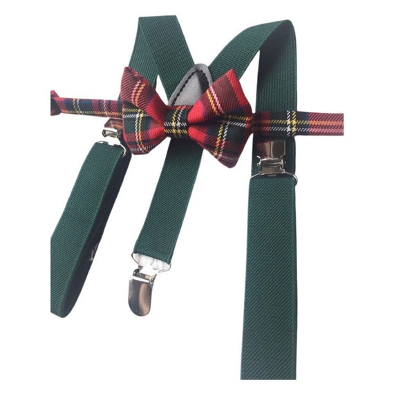 Royal Stewart Tartan Suspenders Bowtie, Red Plaid Bow Tie and Braces, black Braces and Bow Tie, Christmas Photo Prop Boy Suspenders Bow tie