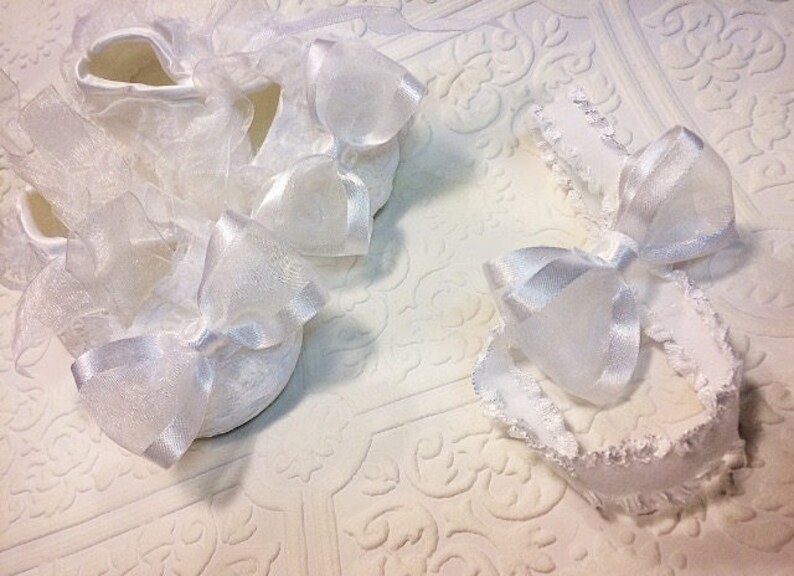 christening shoes set baptism shoes headband baby christening White baptism set headband shoe set baby shoe white baby shoes