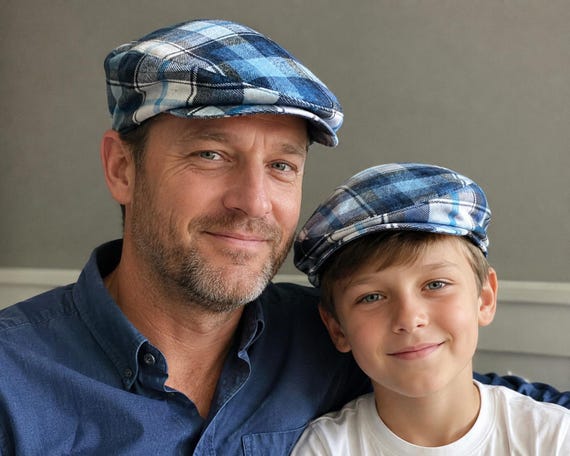 Blue plaid Flat Cap Jeff Paddy Irish Driving English Gatsby Mens Ivy Hunting Scally Bunnet English Dai Newsboy Hat Baby flat cap boy