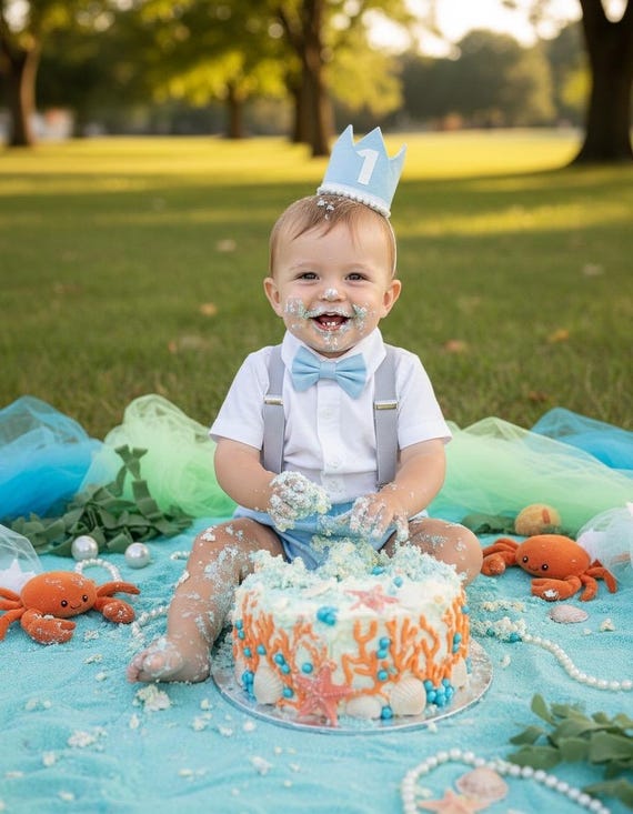 Cake Smash Outfit Gray Blue — Boys First Birthday Outfit Gray Blue — Baby Blue Bow Tie & Baby Blue Diaper Cover with Gray Suspenders