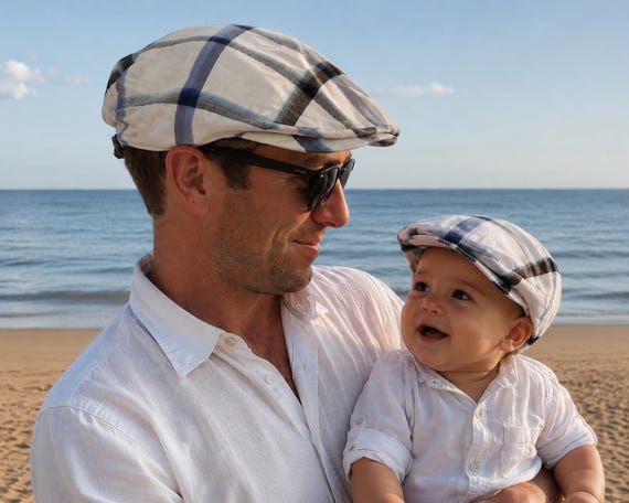 Father and Son Flat Caps, Traditional Ivy Caps for Men, Father’s Day gift, Spring Summer mens Hats, Hunting Hats, cotton plaid flat cap