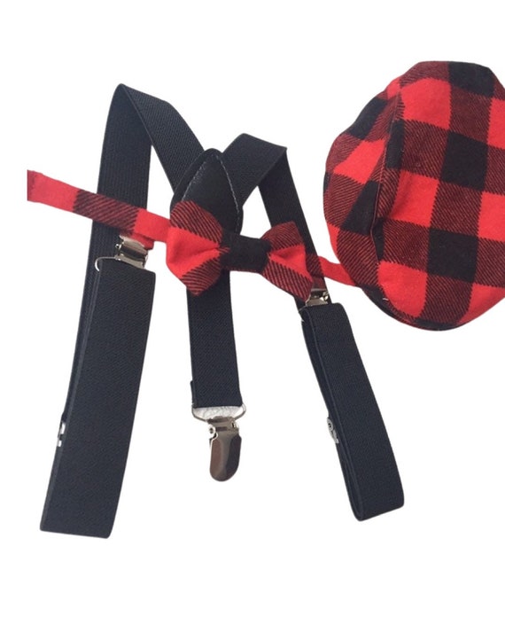 Cake Smash Outfit Boy Girl Buffalo Plaid Set or Buy the Piece Diaper Cover Bow Tie Suspenders Boys First 1st Birthday Lumberjack Photoshoot