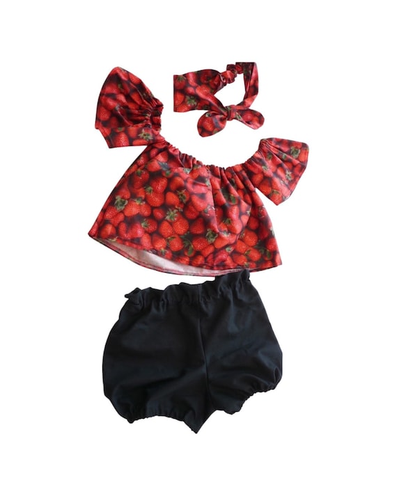 Baby Girl Set, Baby girl clothes, Baby outfit, baby sunsuit, Photography prop, Strawberry, Red, Birthday outfit,baby shower gift,summer baby