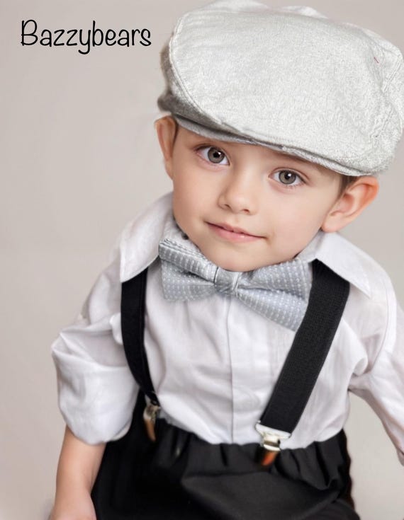 Cake Smash Boy First Birthday super soft black cotton Diaper Cover,grey Suspenders,black bow tie, Birthday Photoshoot