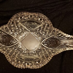 Vintage Crystal Bowl with flower etchings