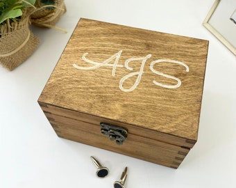 Wooden Trinket Box Carved With Personalised Initials  - Handcrafted  Jewellery Storage - Cufflink Box - Watch Case - Jewellery Organiser