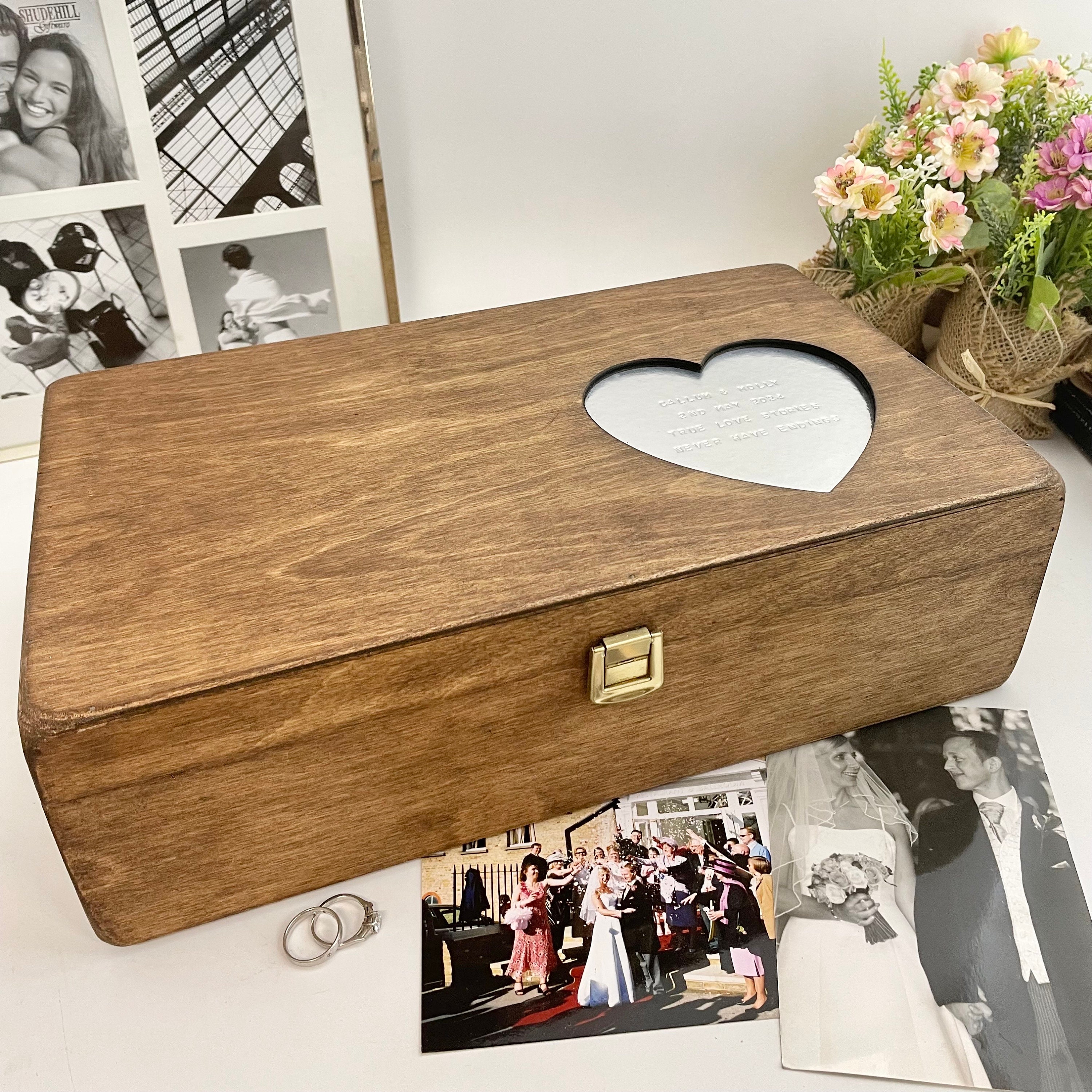 Heart Design Wooden Keepsake Box - Personalised Wedding Gift ...