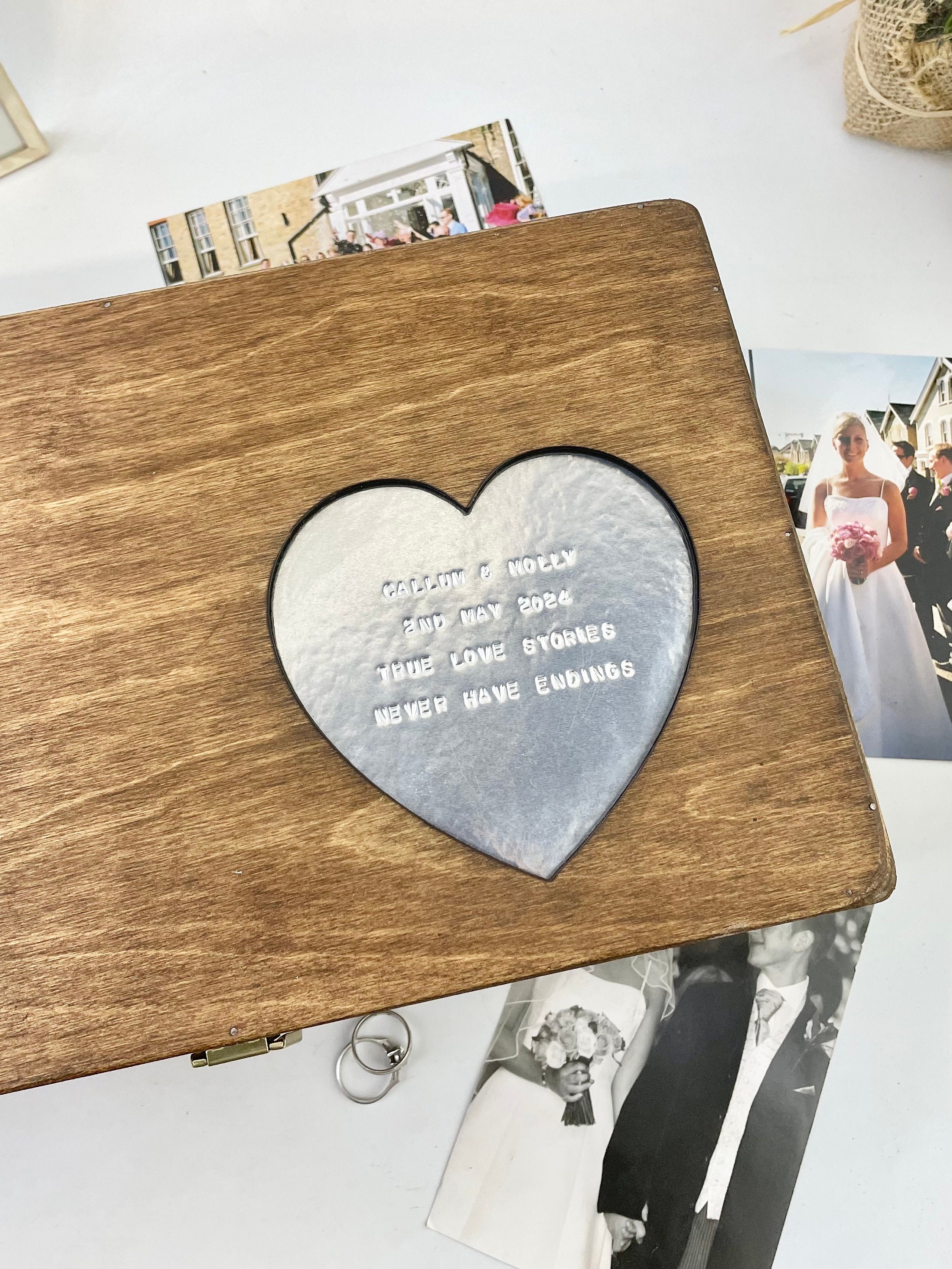 Heart Design Wooden Keepsake Box - Personalised Wedding Gift ...