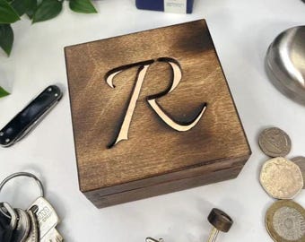 Wooden Ring Box -  Personalised Wedding Rings - Handcrafted Cufflink Storage - Trinket Box - Copper Gift - 7th Anniversary
