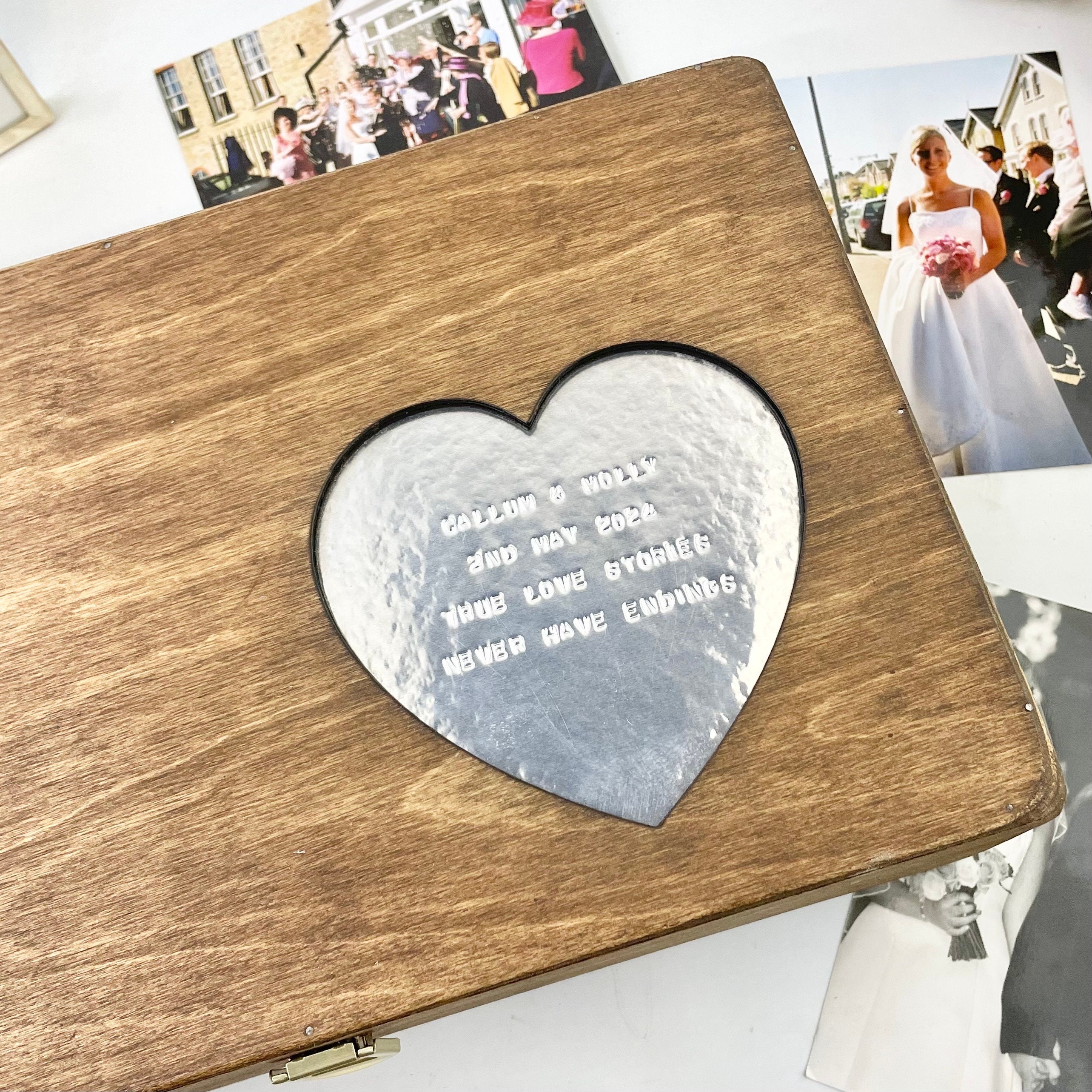 Heart Design Wooden Keepsake Box - Personalised Wedding Gift ...