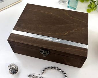 Wooden Jewellery Box - Personalised Keepsake - Personalised Gift Box - 5th anniversary gift - jewellery storage - gift for wife