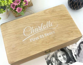 21st Birthday Box for Keepsakes – also for Bar Mitzvah, Bat Mitzvah, Confirmation, Baptism
