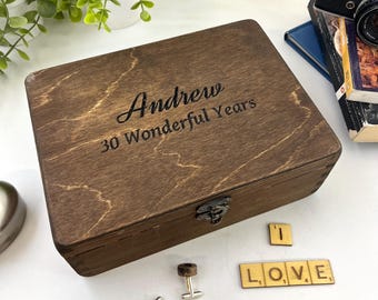 Personalised Wooden Anniversary Box – 5th Anniversary Keepsake, Handcrafted Jewellery Trinket Storage
