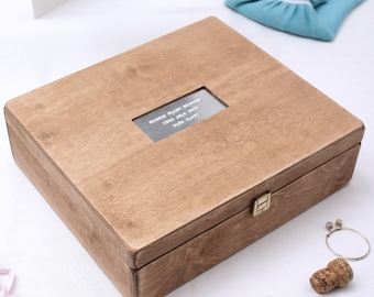 Wooden Keepsake box - wooden memory box - personalised wedding gift - rustic wooden christening gift - new baby keepsake box - birthday gift
