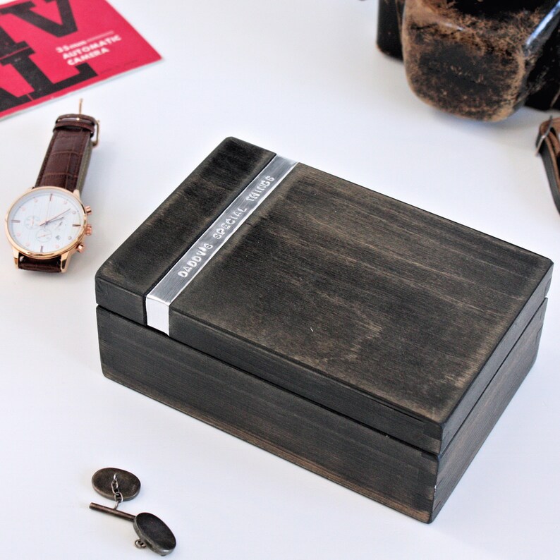 Personalised Wooden Cufflink Box Mens Watch Box Fathers Etsy UK