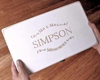 Personalised Mr and Mrs Wedding Memory Box - Keepsake Box for Couples - Wedding Gift - Engagement & Anniversary Gift - Handmade in UK